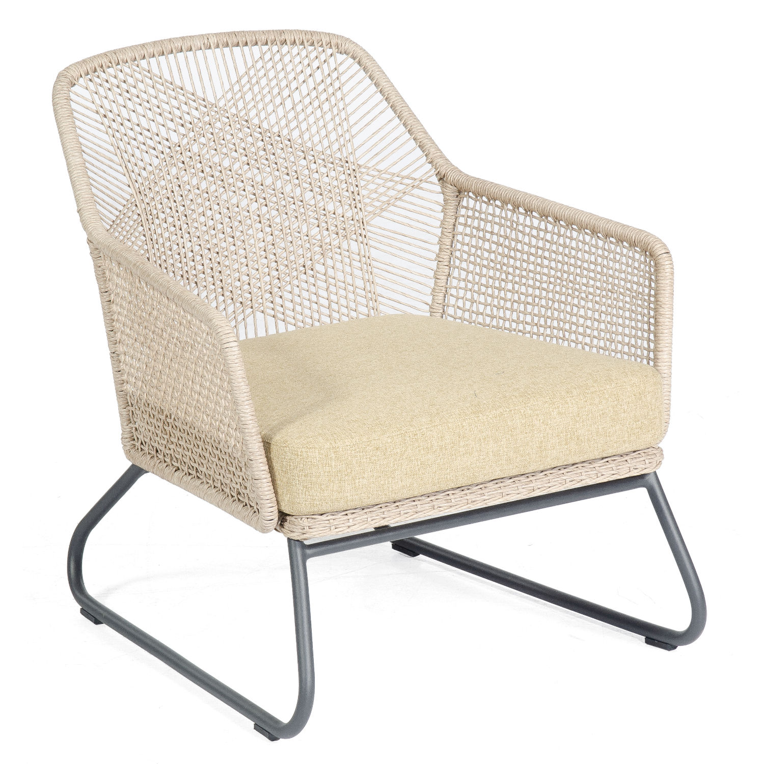 Sonnenpartner Couture Loungesessel Gartensessel Aluminium mit Polyrope white-shell