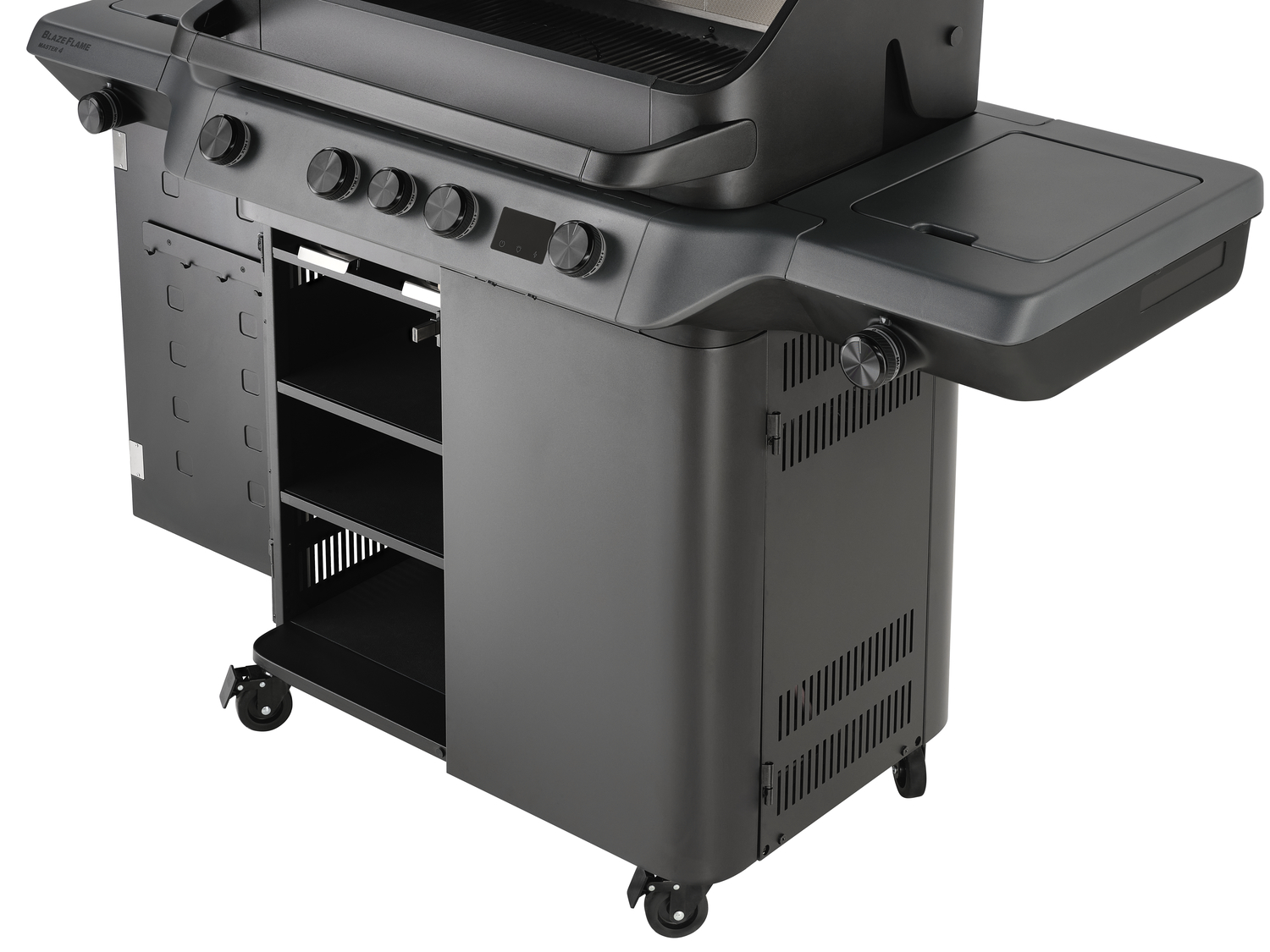 Rösle Gasgrill BLAZEFLAME Master 4 Schwarz mit PRIMEZONE, Backburner und Seitenbrenner 250601