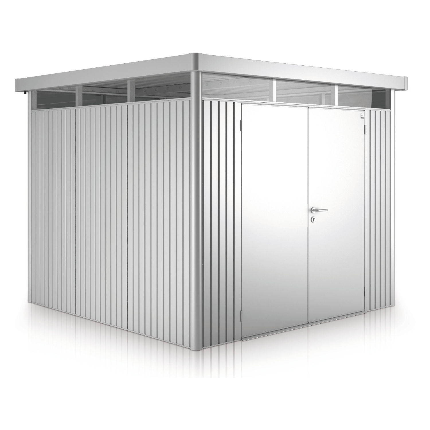 Biohort Gartenhaus Highline® mit Doppeltür silber-metallic 5 verschiedenen Größen Gerätehaus