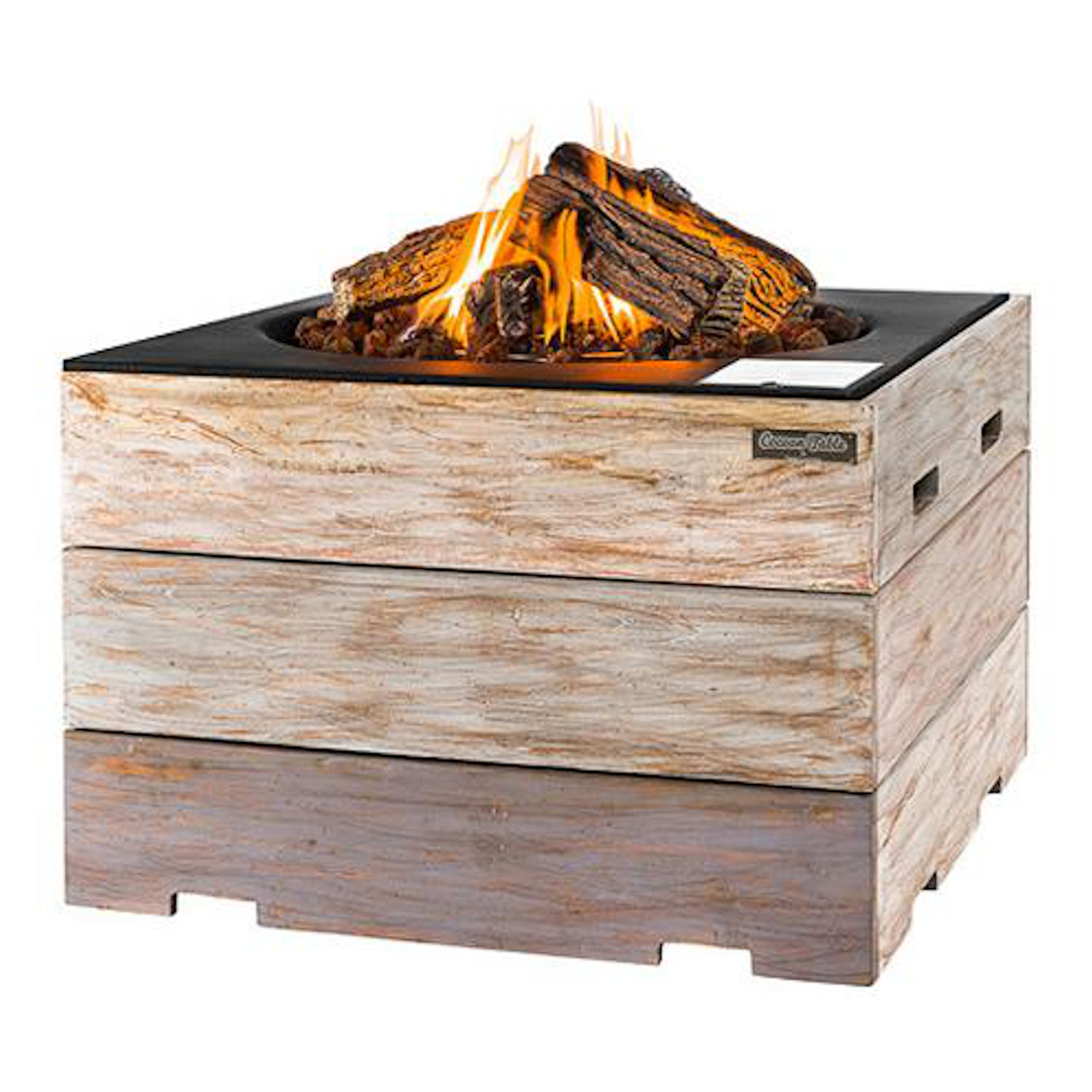 Happy Cocooning Mania Nice&Nasty Feuertisch Quadratisch Teakholz Schwarz 19,5 kW