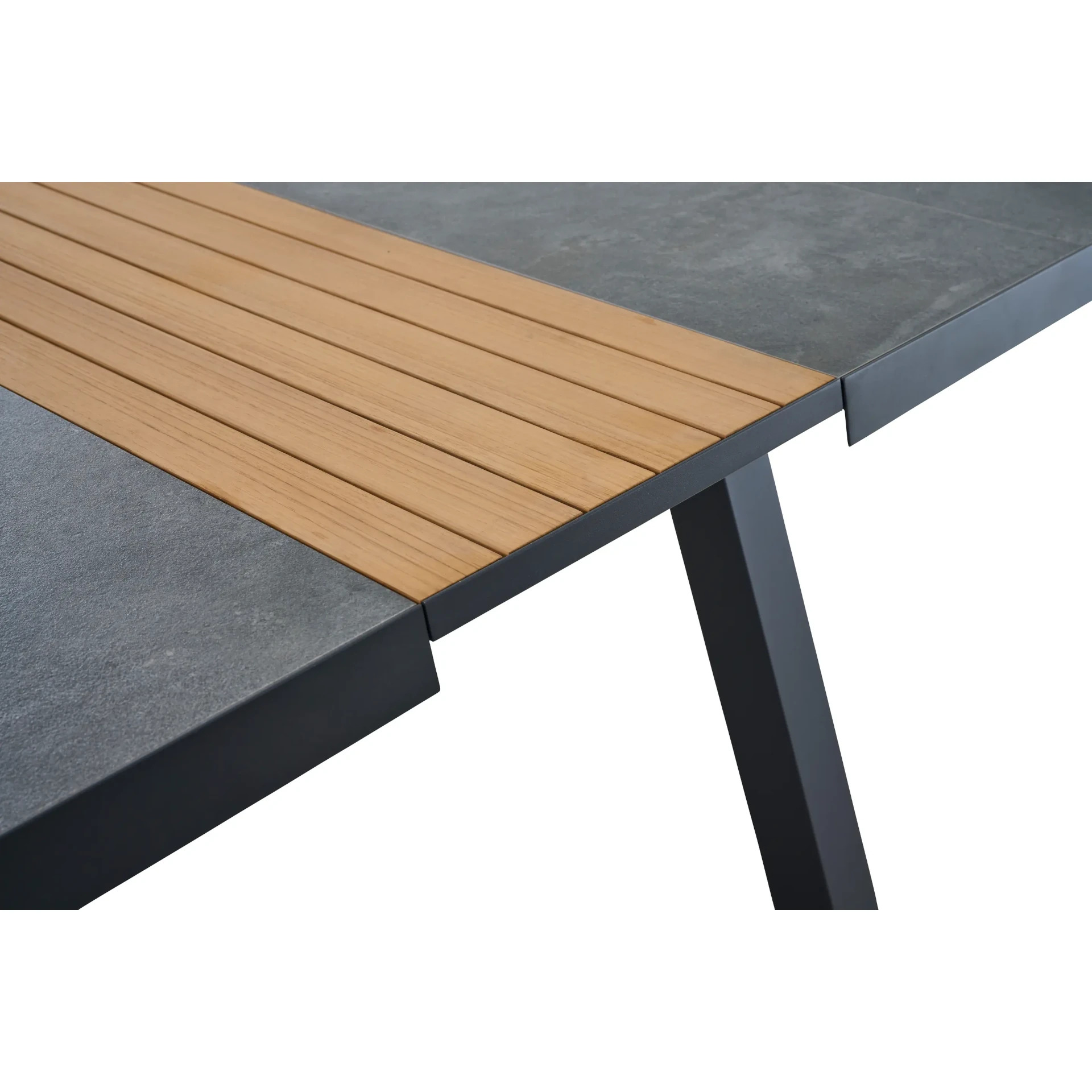 Silva Dining Tisch Lindos 160/200 x 90 cm, FSC Alu, Keramik, Teak FSC 100 %