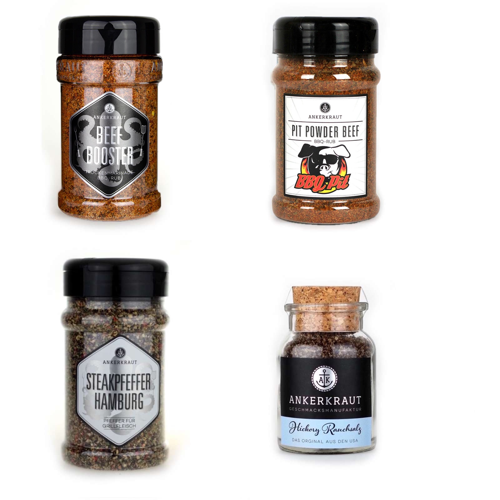 Ankerkraut 4er BBQ Rub Marinaden und Gewürze Set für Rindfleisch