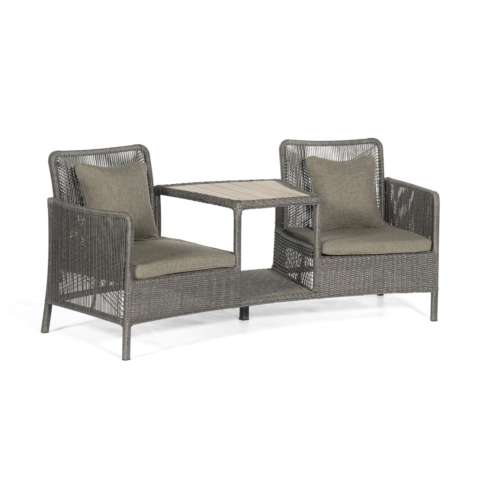 Sonnenpartner Luna Duo-Loungesessel Gartenstuhl Alu mit PE-Bespannung light coal