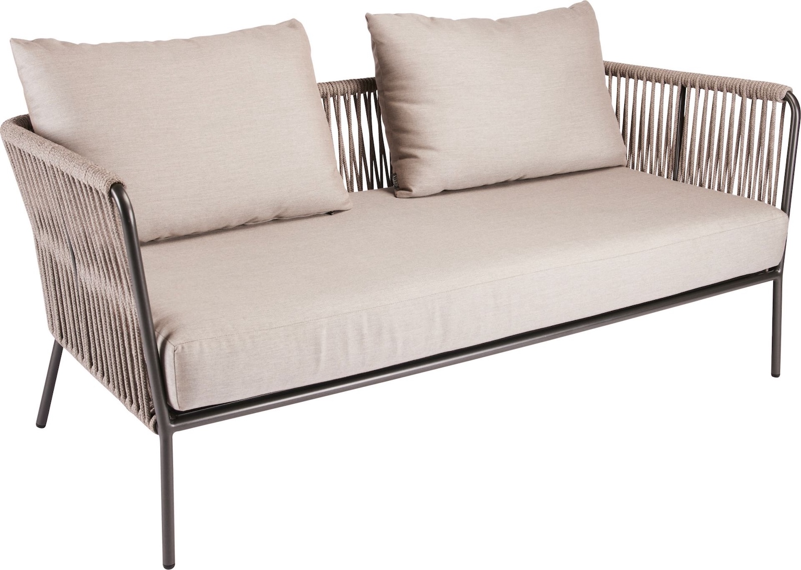 Stern Marla 2-Sitzer Lounge-Sofa Gartensofa Lounge-Bank mit Kissen graubraun