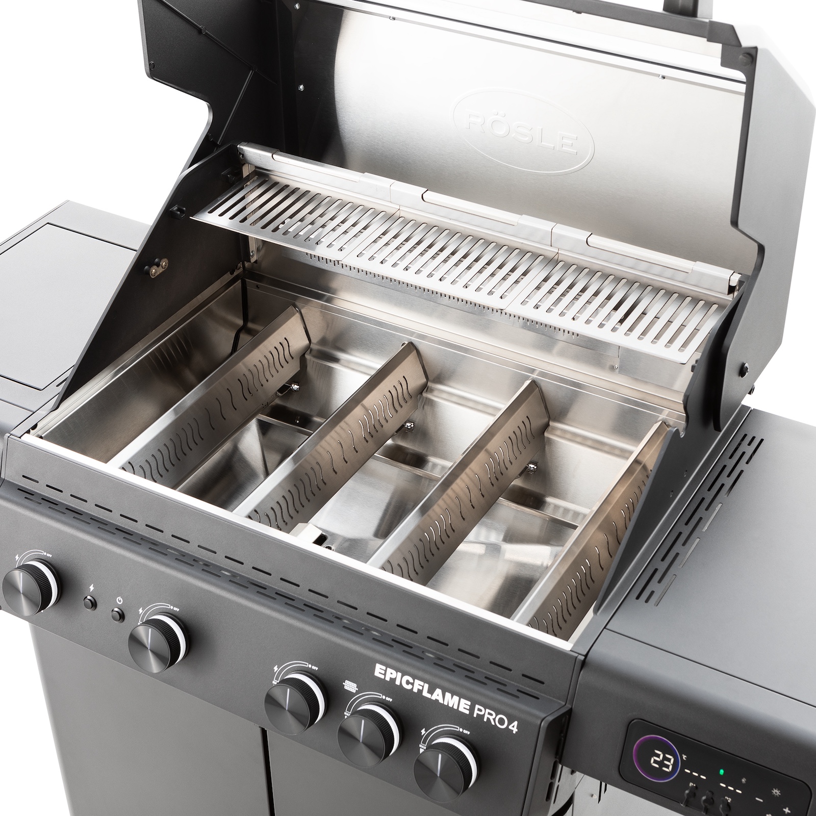 Rösle Gasgrill EPICFLAME PRO 4 Schwarz mit PRIMEZONE und Backburner 251165