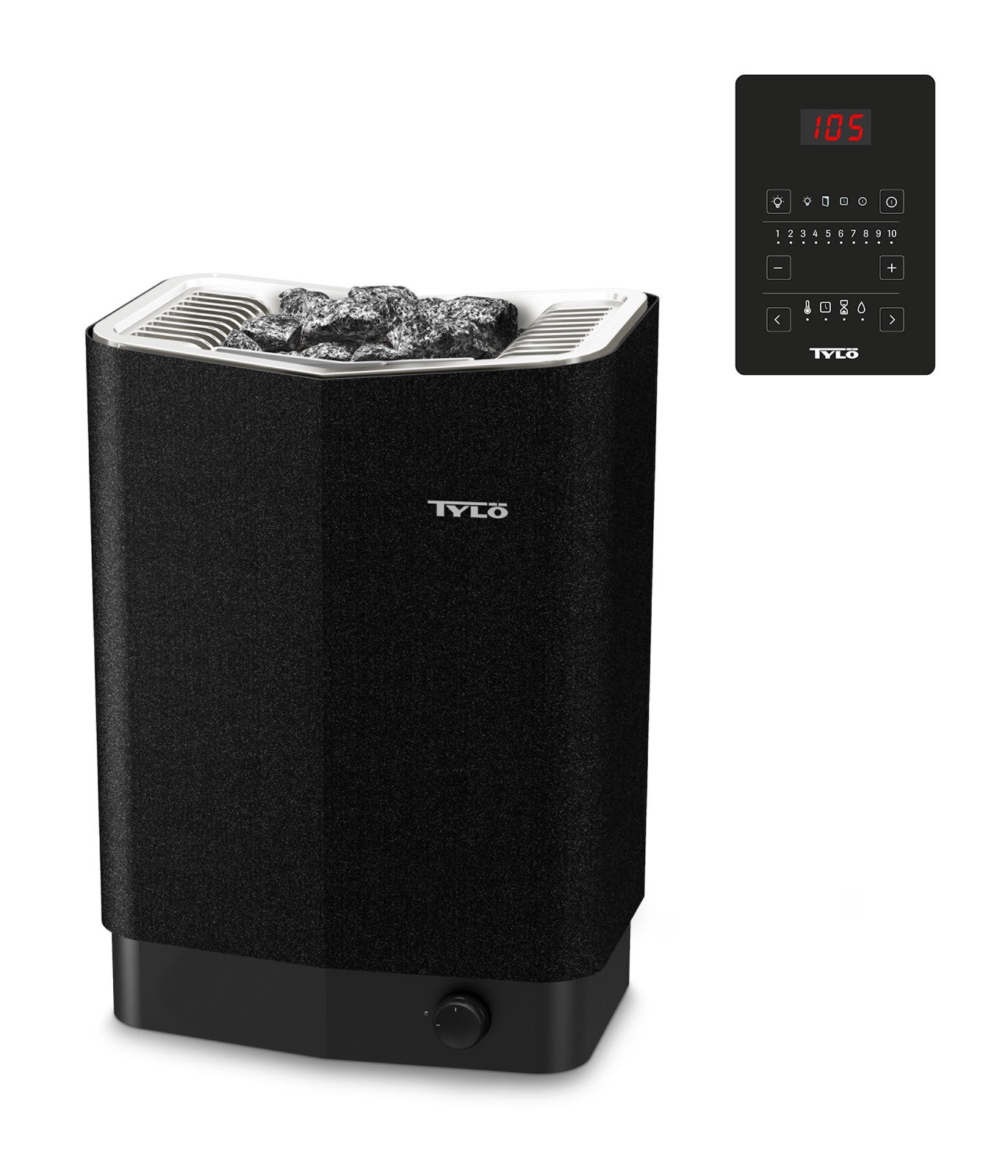 Tylö Sense Pure 6 Saunaofen 6,6 kW finnischer Saunaofen mit Touch-Steuerung Saunasteine