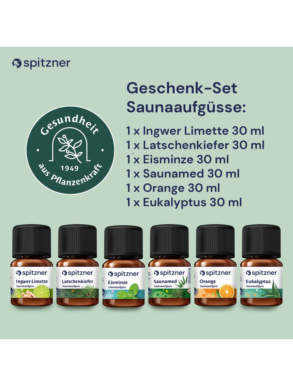 Spitzner Saunaaufguss-Set Sinnesreise 6x 30ml Aufguss-Set mit Geschenkbox