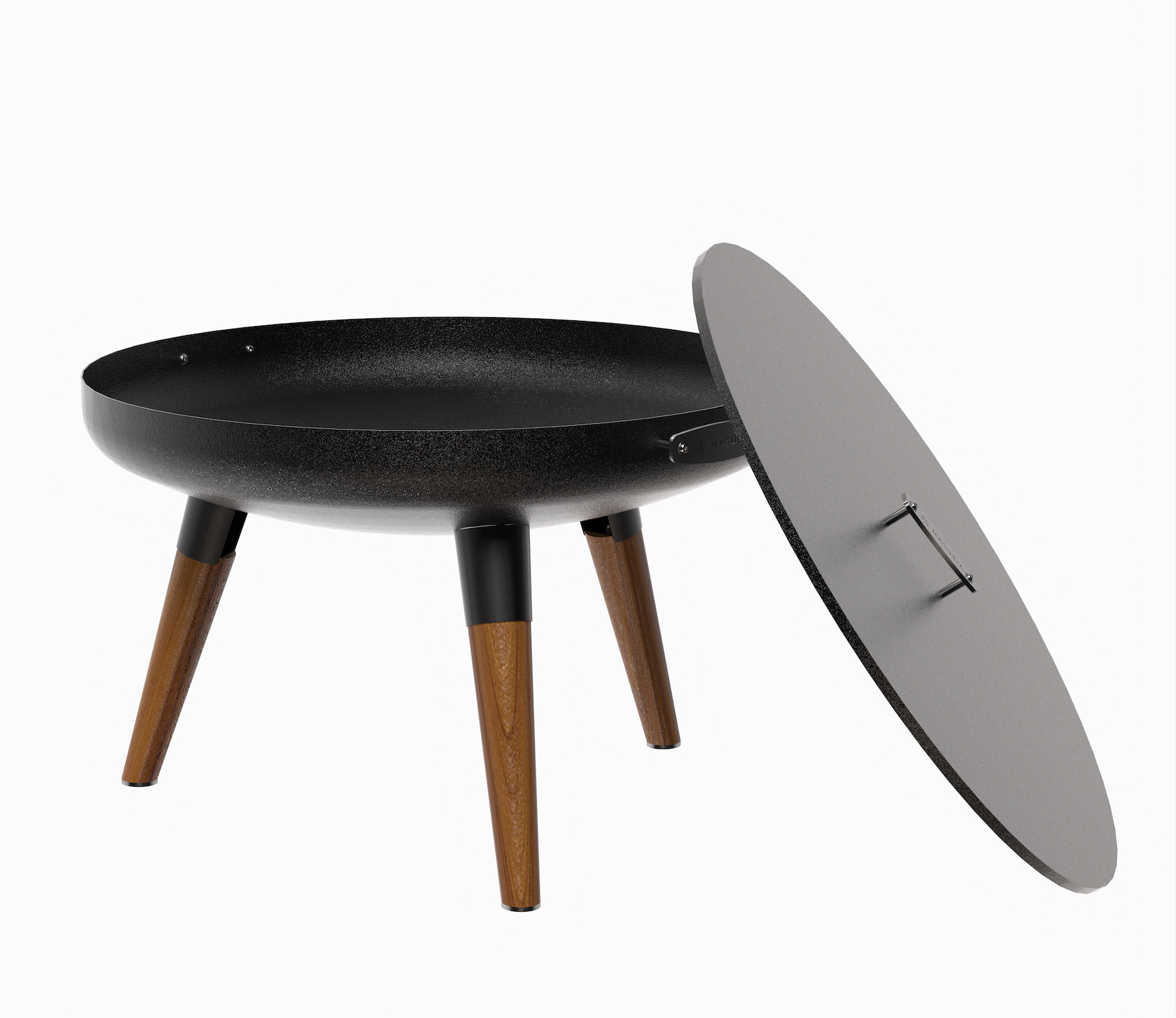 Masuria Feuerstelle Nexo 800 Black 86 × 81 × 55 cm Feuerschale aus schwarz lackiertem Stahl