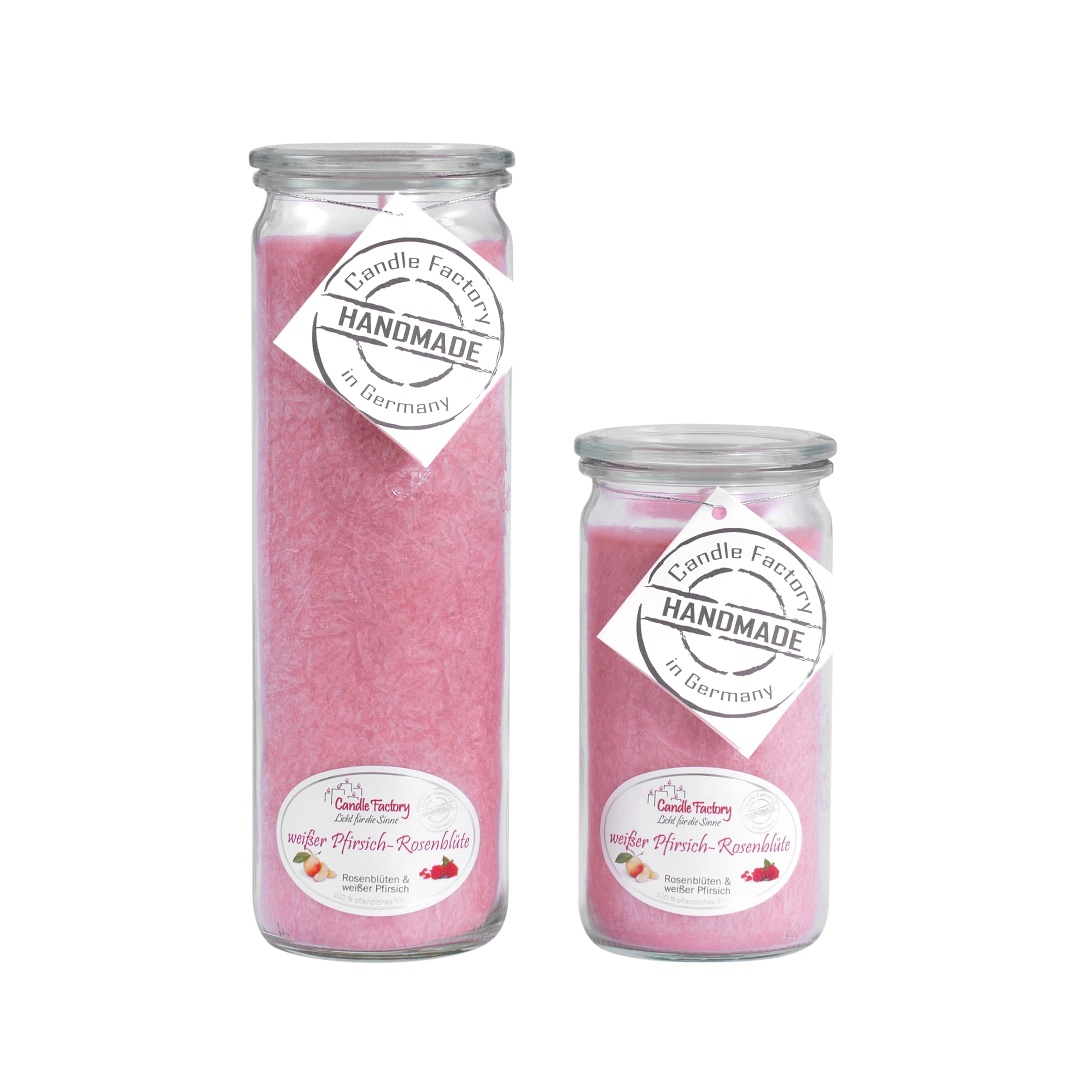 Candle Factory Kerzen-Set Weißer Pfirsich-Rosenblüte Big + Mini Jumbo Duftkerze