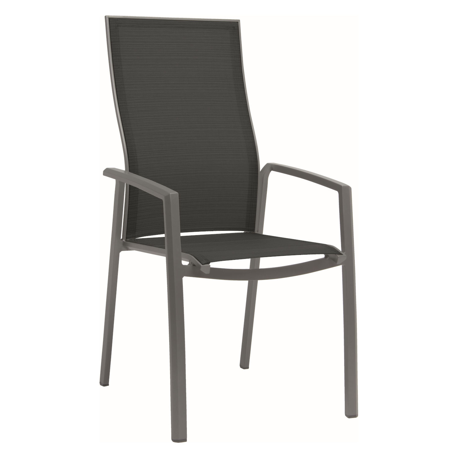 Stern Stapelsessel Kari Aluminium graphit/Textilen silbergrau extra hohe Rückenlehne Gartenstuhl Stapelstuhl