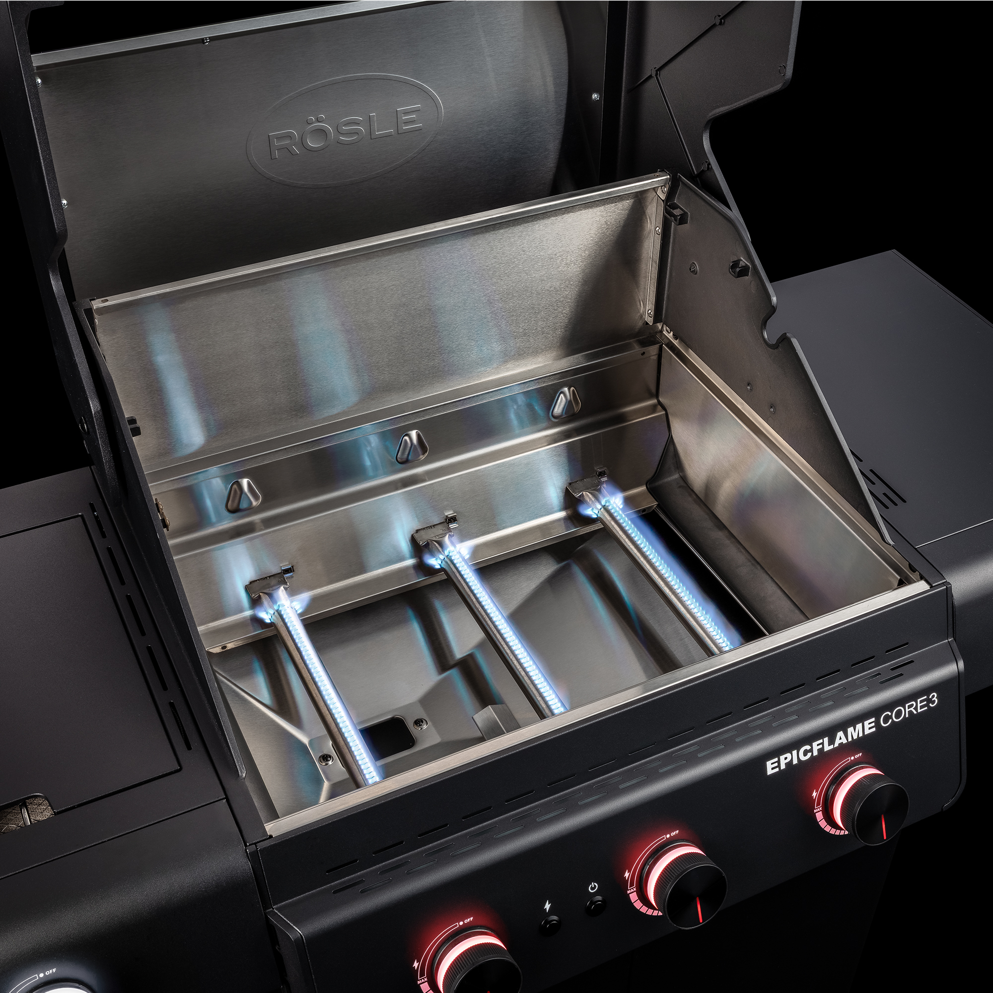 Rösle Gasgrill EPICFLAME Core 3 Schwarz mit PRIMEZONE 251164