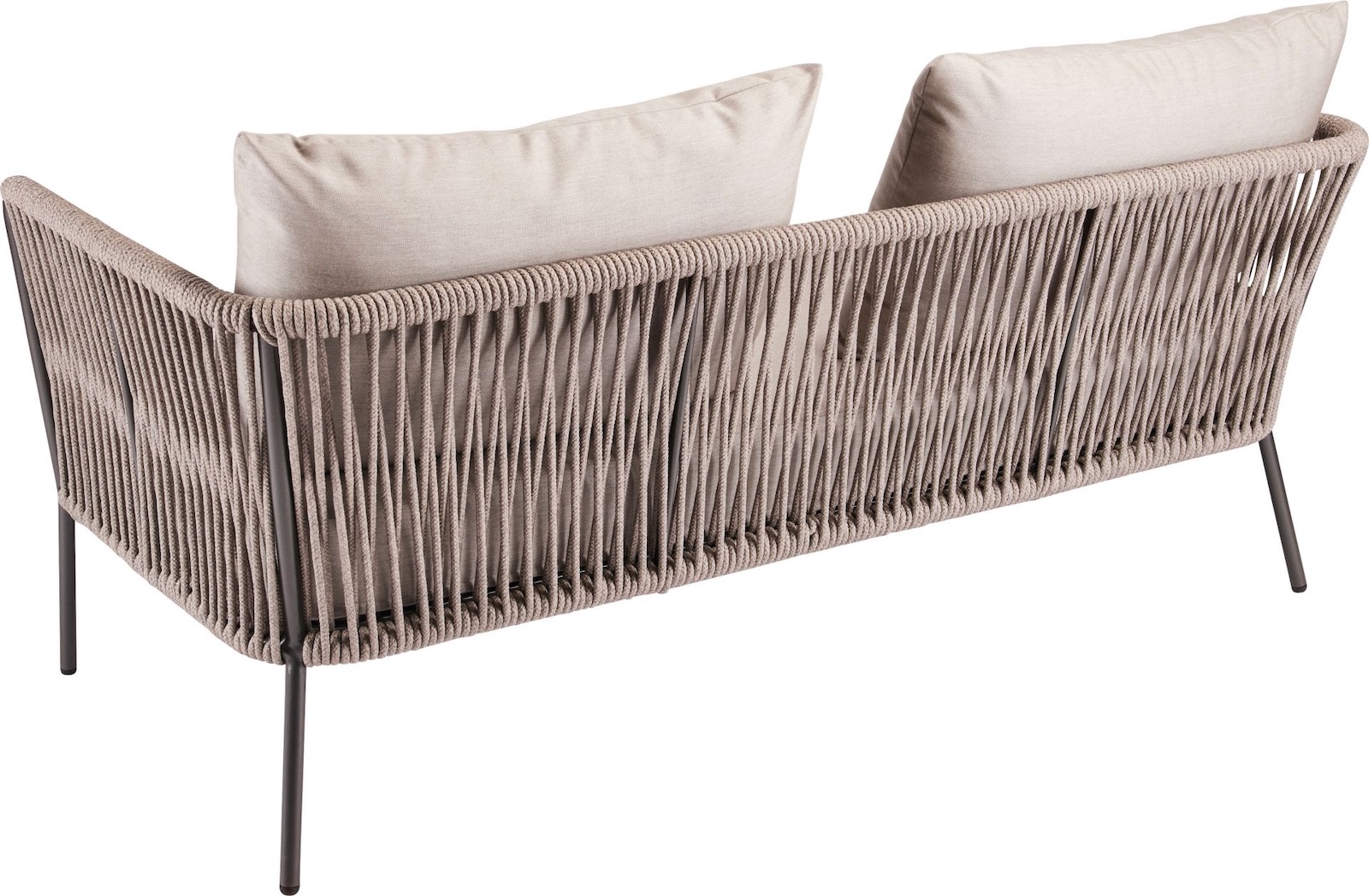 Stern Marla 2-Sitzer Lounge-Sofa Gartensofa Lounge-Bank mit Kissen graubraun