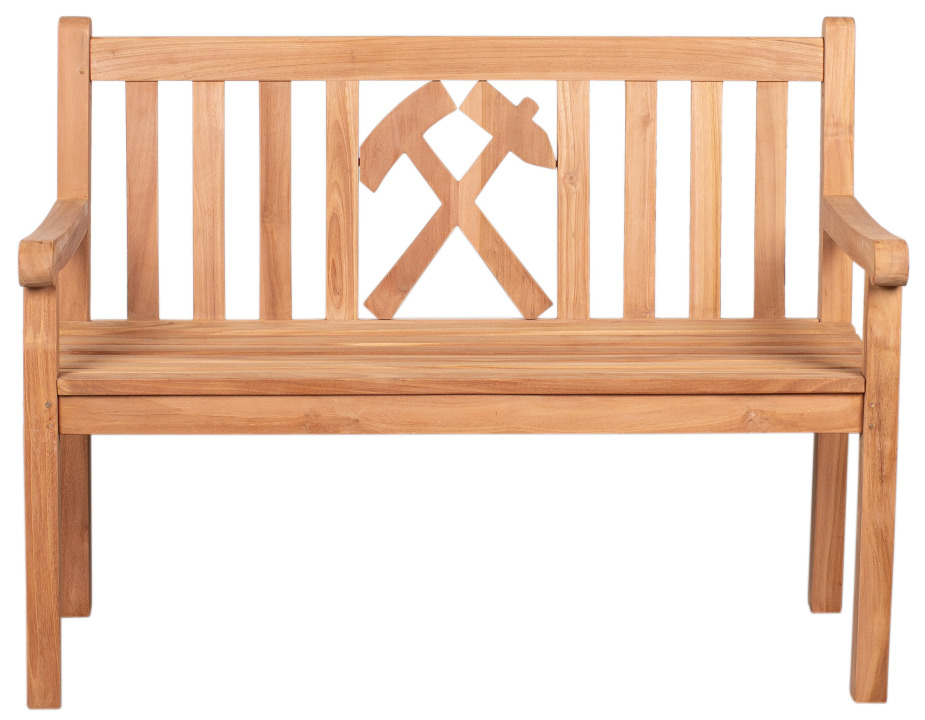 deVries Gartenbank WOODIE Glück auf aus Teakholz Bergbau Bank 120 x 60 x 89 cm