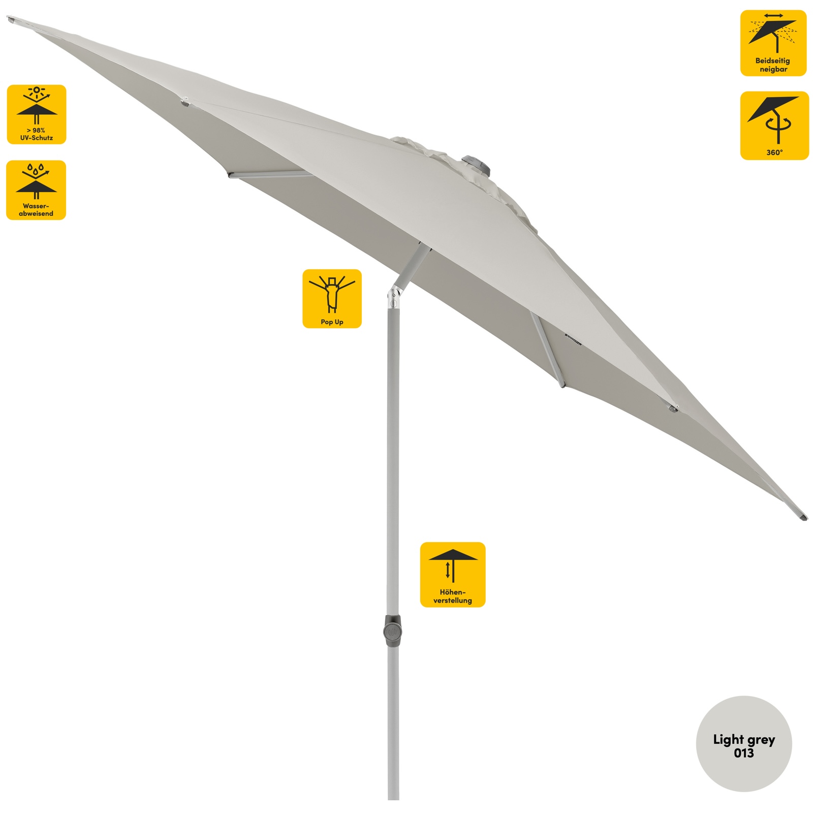 Sonnenschirm SUNCOMFORT® by Glatz Pop Up rund 300 cm in Light Grey 013