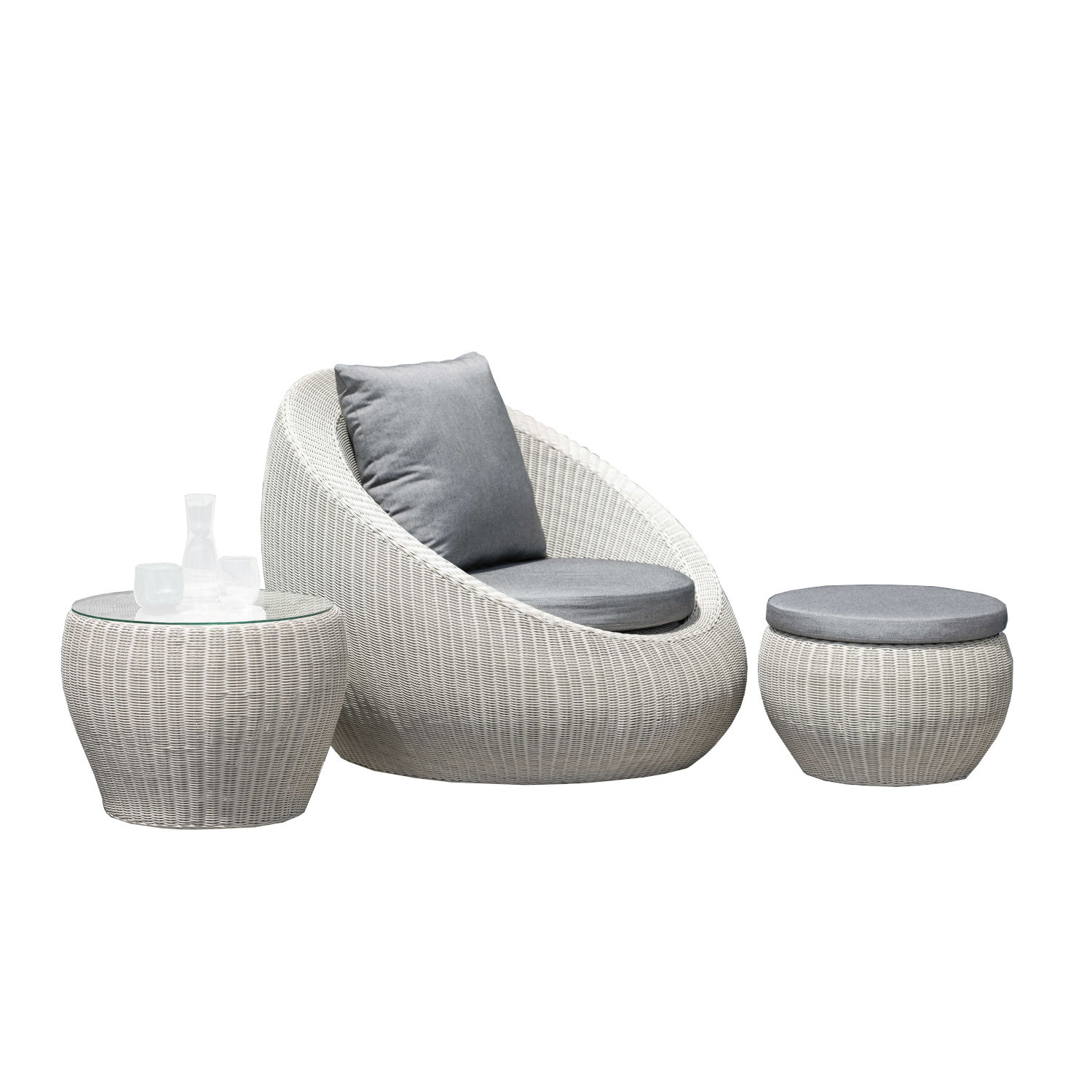 Stern 3-teilige Lounge-Sitzgruppe Anny Geflecht vintage Relaxsessel Loungesessel