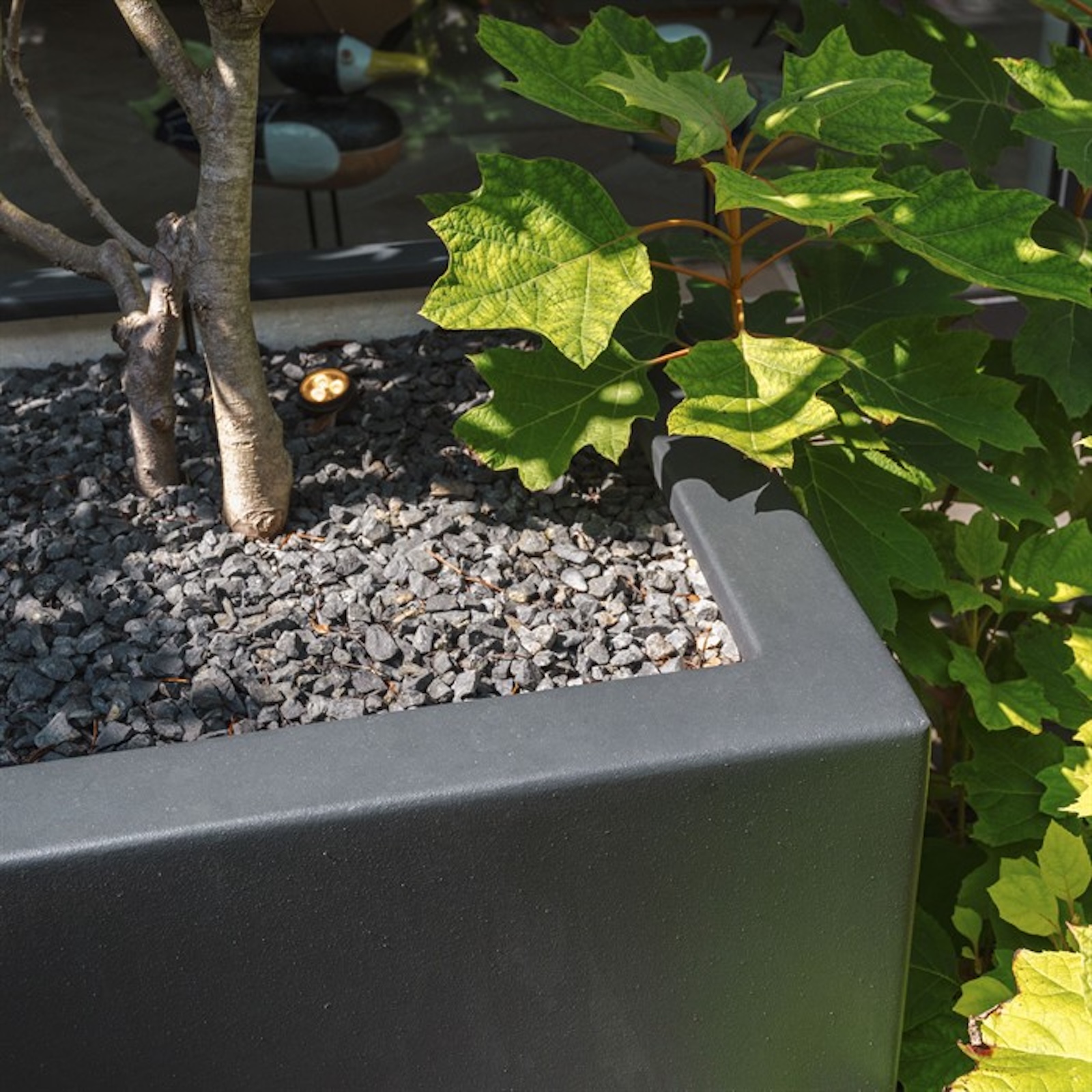 Adezz Carrez Pflanzgefäß mit Rollen Fiberglas Pflanzkübel Blumenkübel schwarz