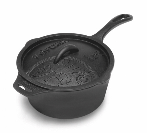 Petromax Kasserolle KR2 mit Deckel 2,0 Liter Gusseisen planer Boden 12,8 x 39,1 x 22,6 cm