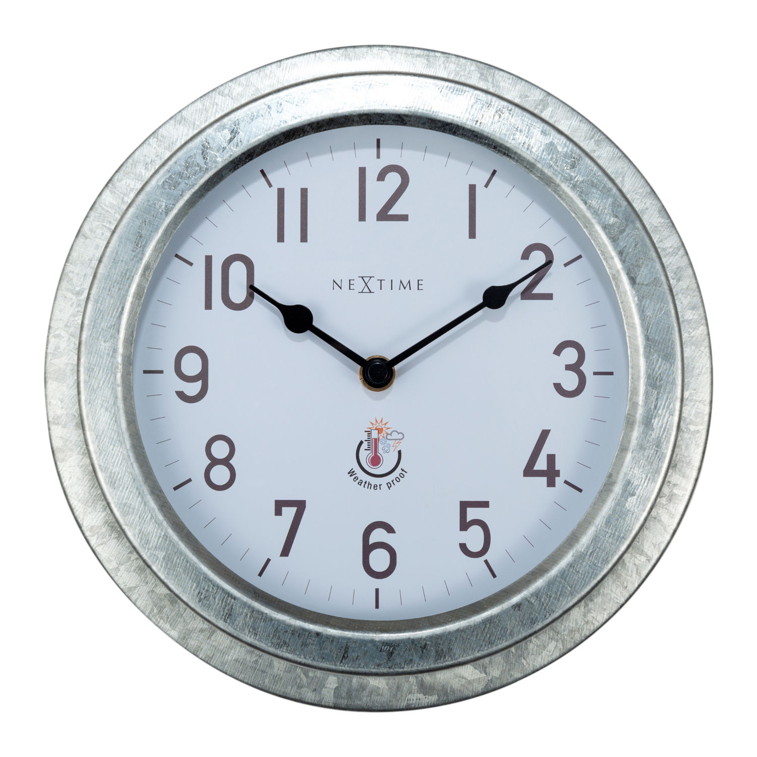 NeXtime Wanduhr Poppy Metall silber Ø 22 cm für Innen und Außen Gartenuhr