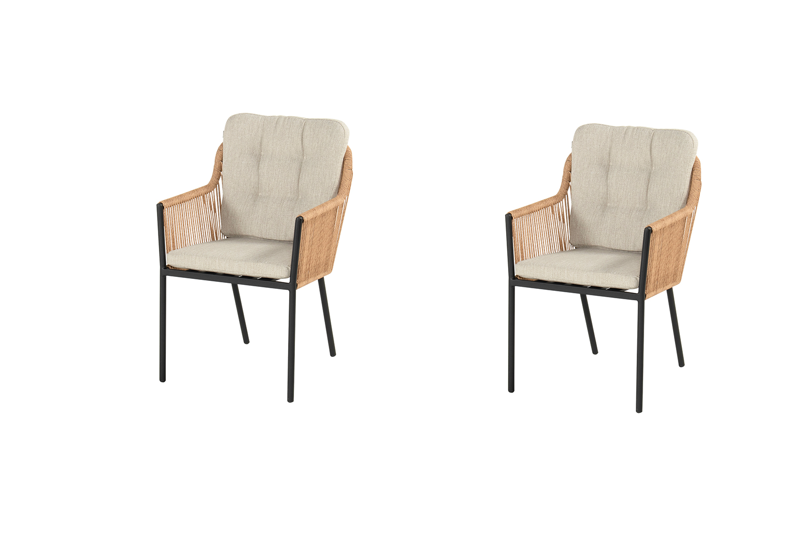 Hartman Cairo Twisted Wicker  Dining Stuhl mit schwarzem Gestell inkl. Sitz- und Rückenkissen