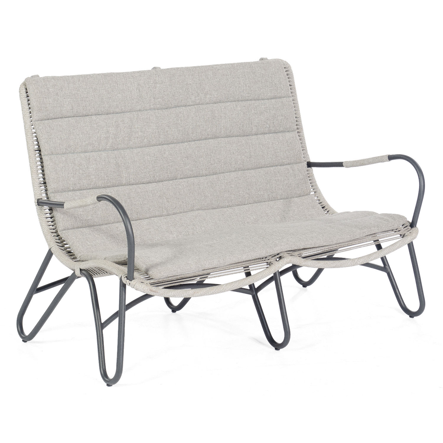 Sonnenpartner Loungesofa Charité silbergrau Relaxsessel Garten-Sofa Alu/Polyrope