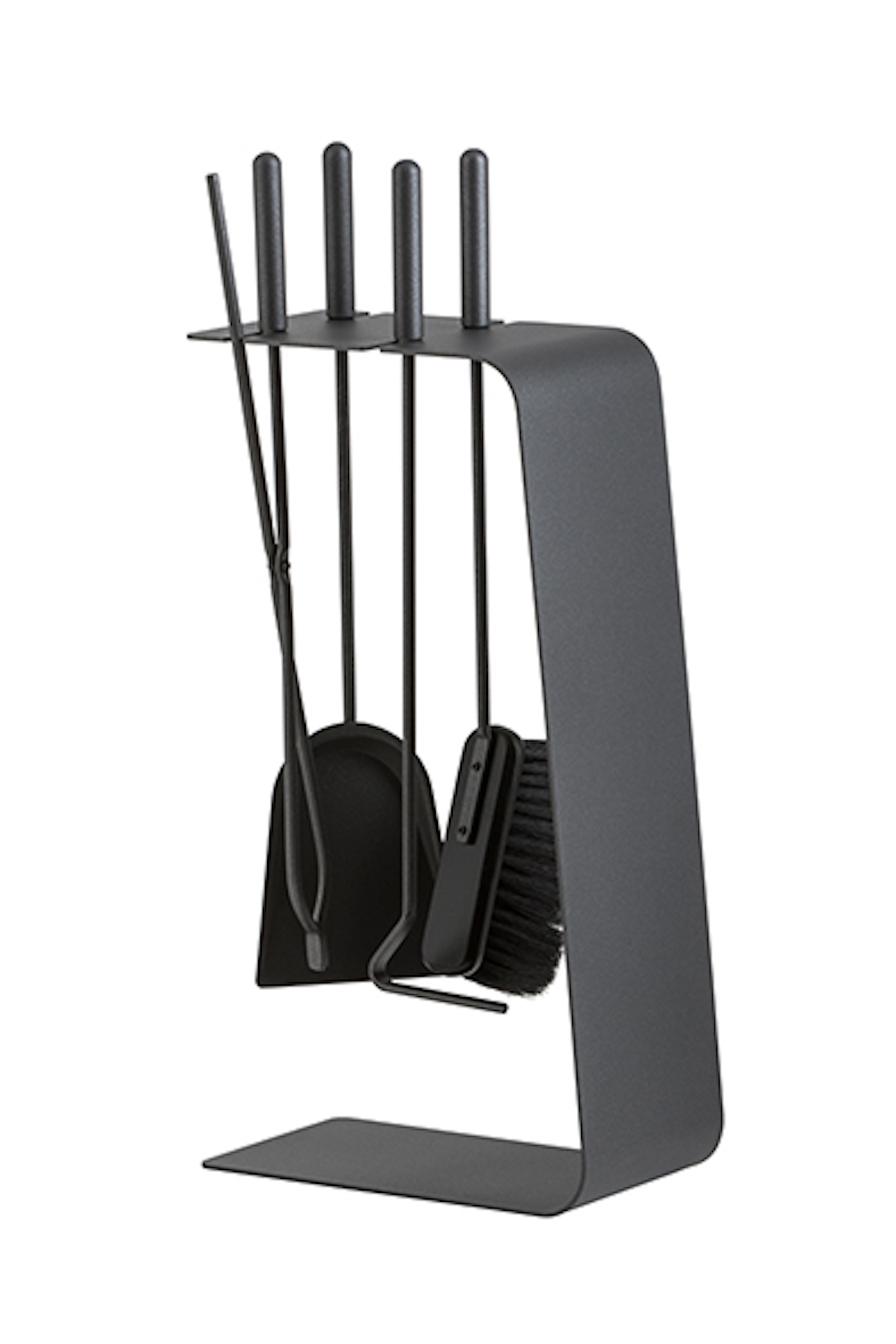 Heibi Kaminbesteck aus Stahl 5-teilig graphitgrau modern 15x29x62 cm