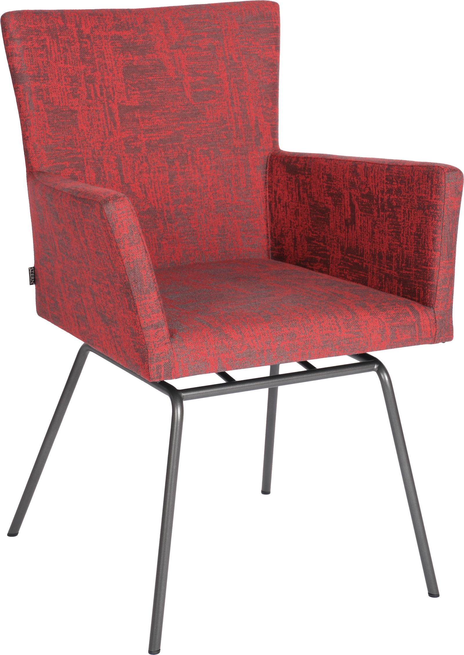 Stern Dining-Sessel Artus VIP Gestell Edelstahl anthrazit, Outdoorstoff rot/schiefergrau