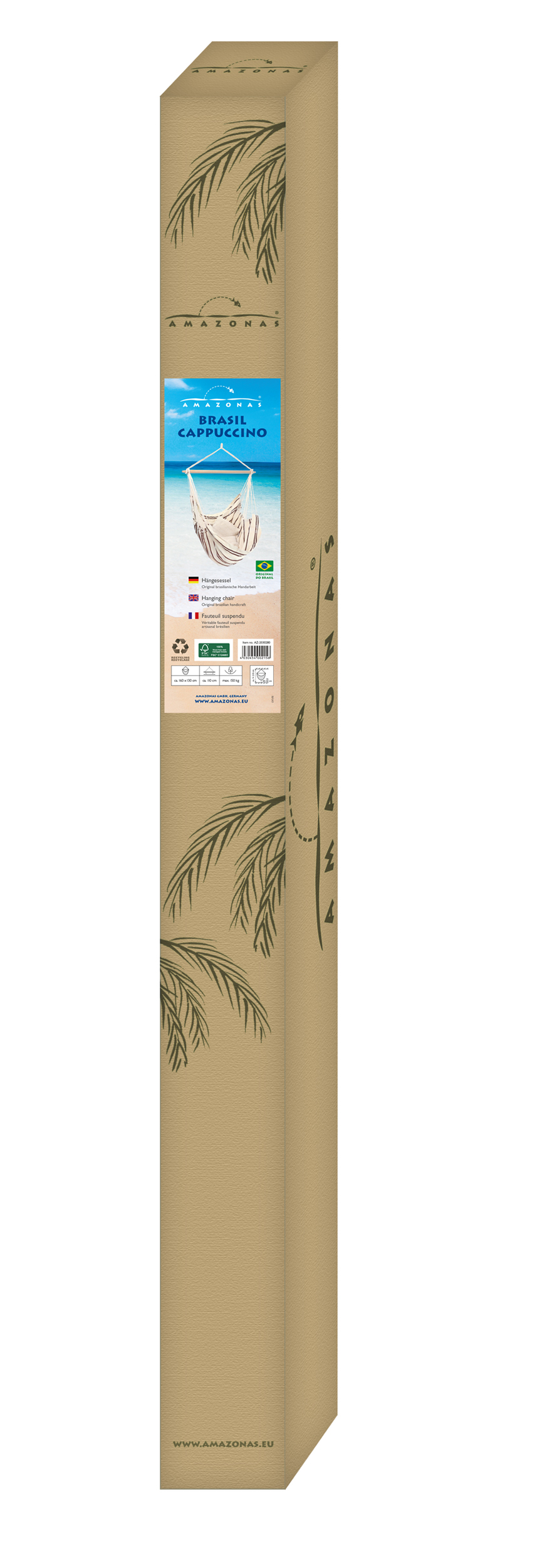 AMAZONAS XL Hängesessel Brasil Cappuccino mit Spreizstab Sitzfläche ca. 160 x 130 cm
