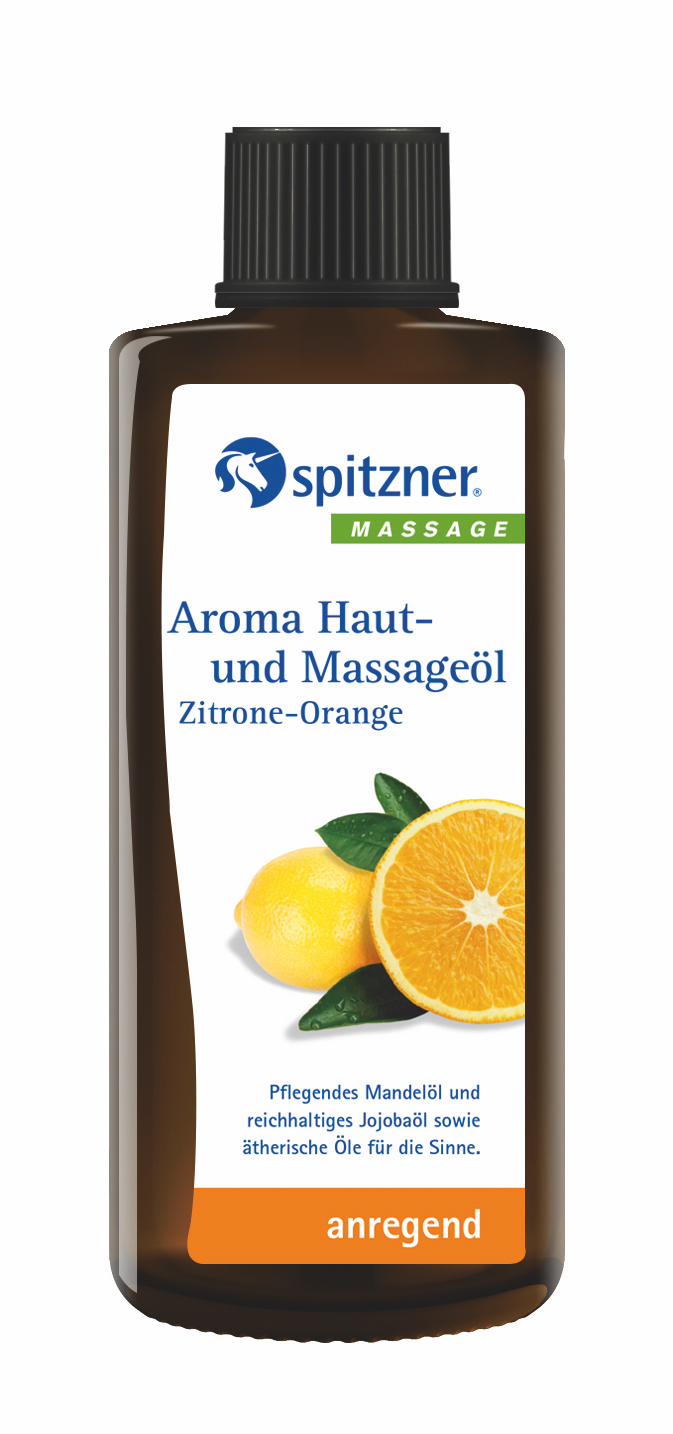 Spitzner Aroma Haut- und Massageöl Zitrone Orange 190 ml anregendes Massage Öl