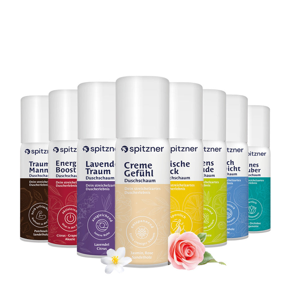 Spitzner Duschschaum Entdecker-Set klein 8x 50 ml Wellness-Dusche sanft hautverträglich 100% vegan 8er Set