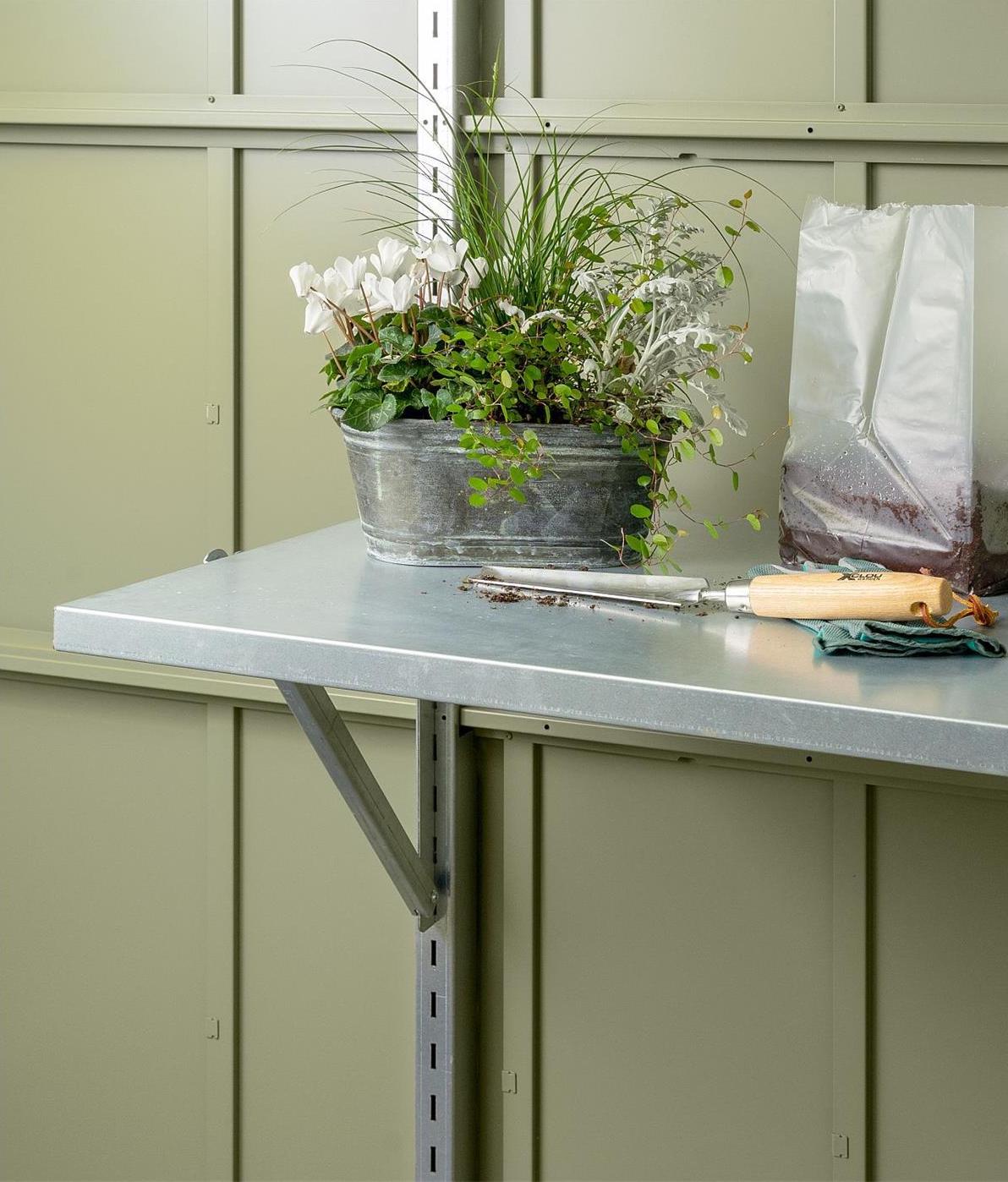 Hörmann Klapptisch-Set inkl. Regalhalter-Set (lang) für Berry Gerätehaus Classic und Modern