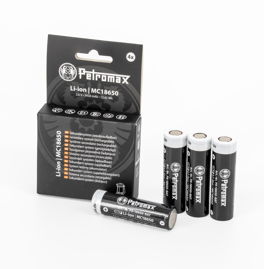 Petromax Akku 18650 4x Pack - 13.800 mAh für LM500 LED Laterne PX-LM500-Black