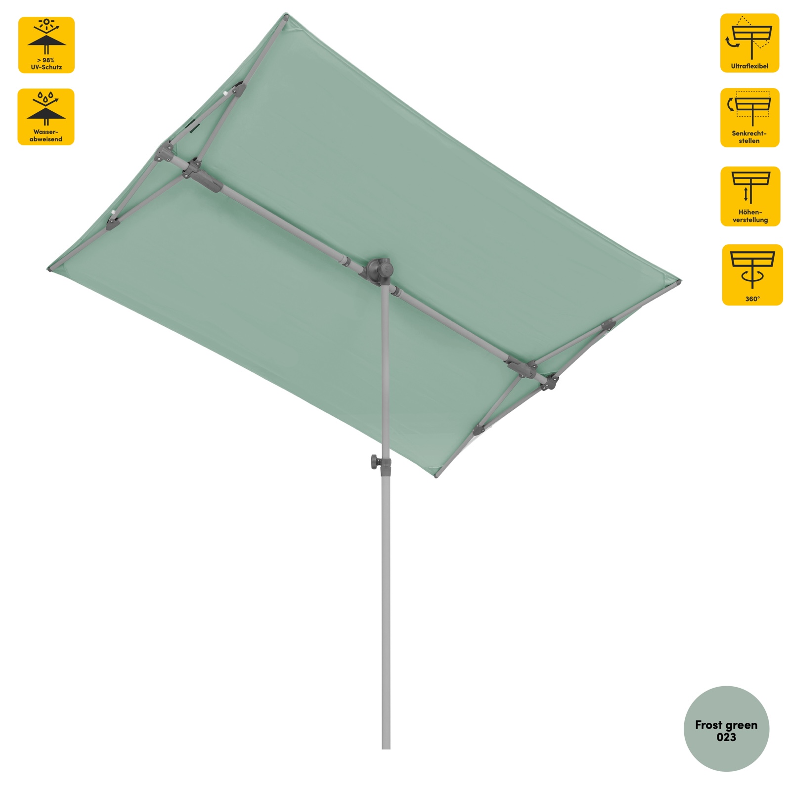 Sonnenschirm SUNCOMFORT® by Glatz Flex Roof rechteckig 195 x 140 cm Frost Green 023