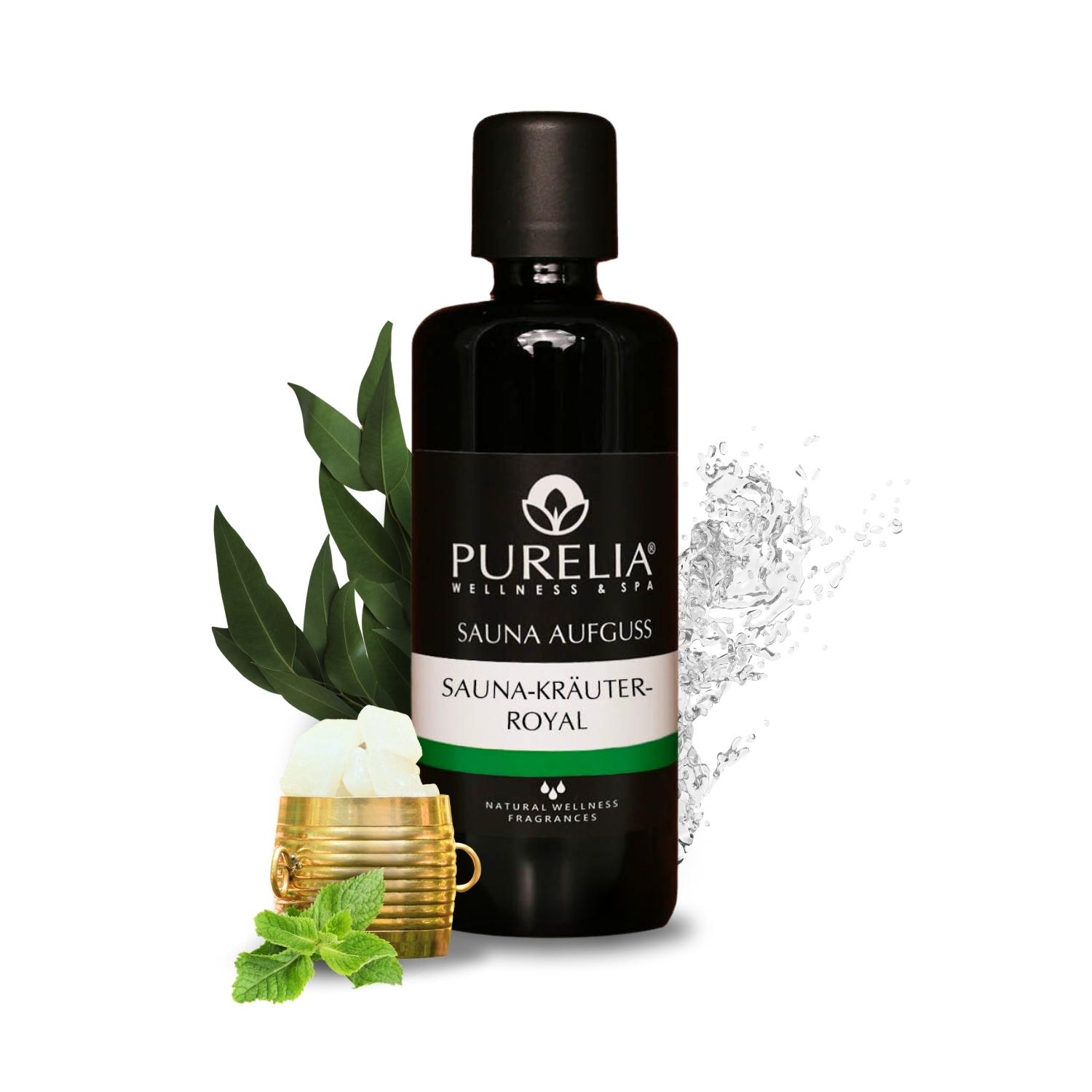 PURELIA Saunaaufguss Konzentrat Kräuter-Royal 100 ml natürlicher Sauna-aufguss - reine ätherische Öle