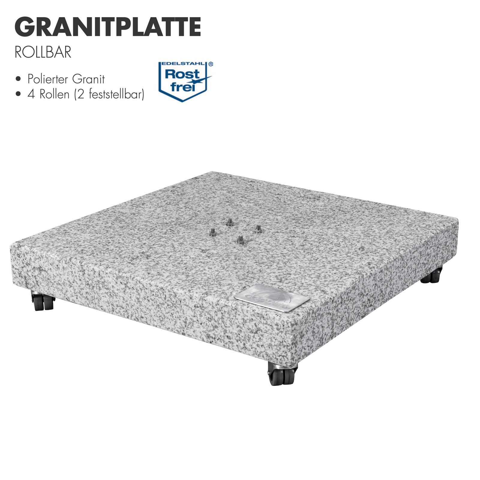 Doppler Granitplatte rollbar 140 kg Sockel Schirmsockel 80 x 80 x 14 cm 85897GPZ