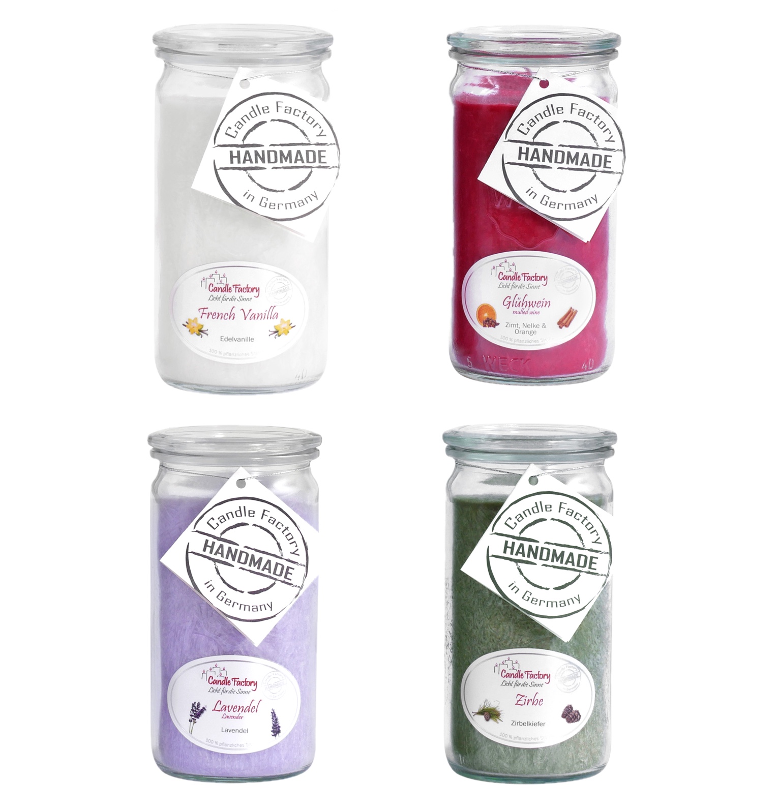 Candle Factory Kerzen-Set Lieblingsdüfte 4x Mini Jumbo Duftkerze Dekokerze