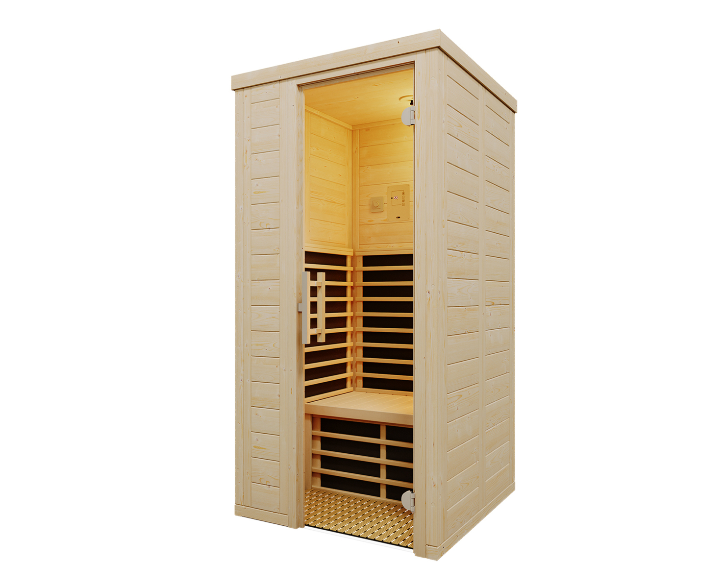 Infraworld TrioSol Natura 100 Infrarotkabine mit Infrarotstrahler Fichte 100x100x200 cm