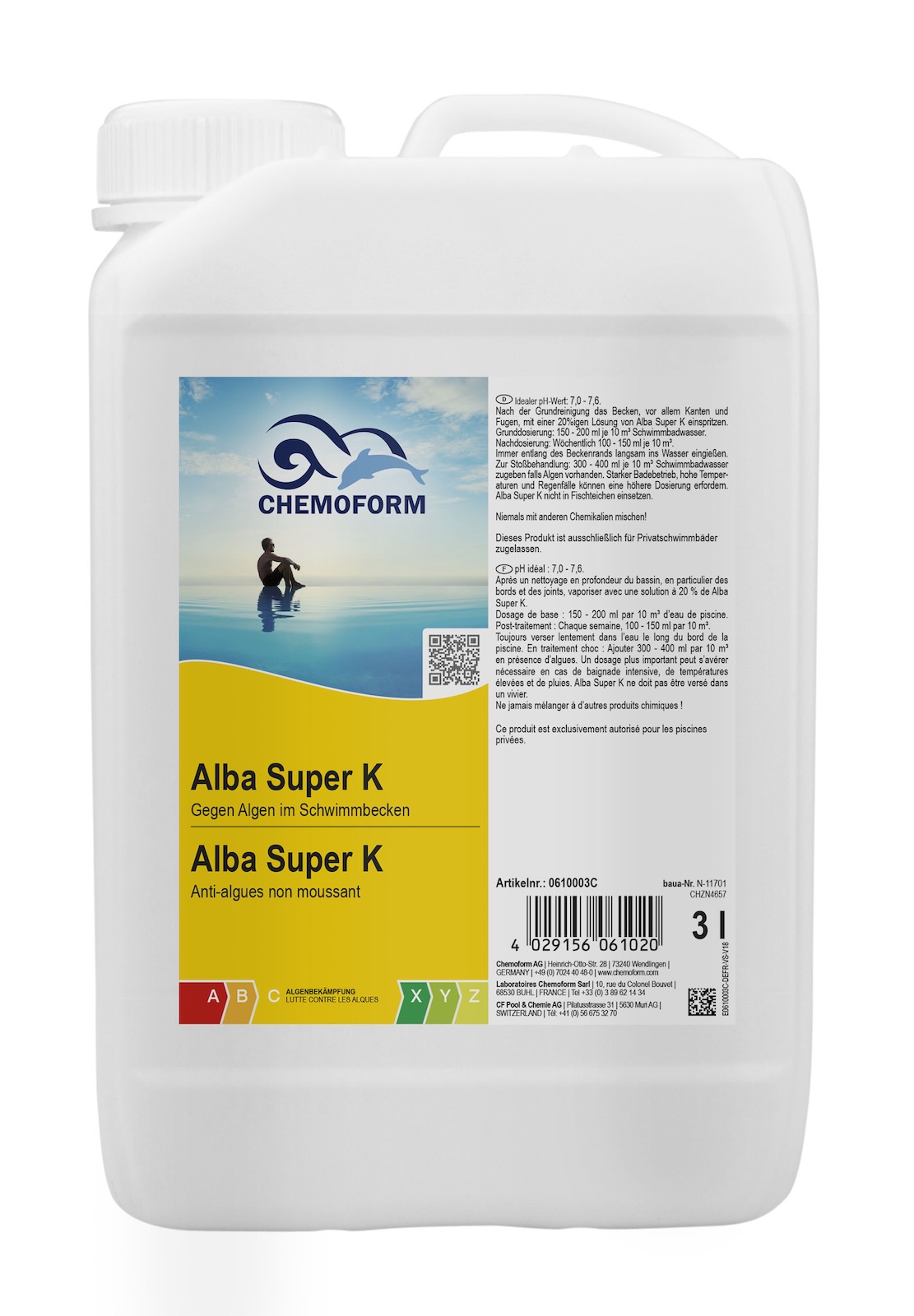 Chemoform Alba Super K 3 l Algenex gegen Algen Bakterien und Pilze für Pools