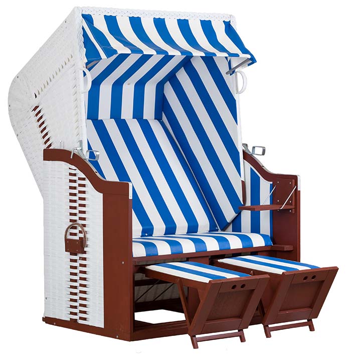 deVries Strandkorb Profi Ostsee FEHMARN PE Des. 991 white 124 x 87 x 159 cm