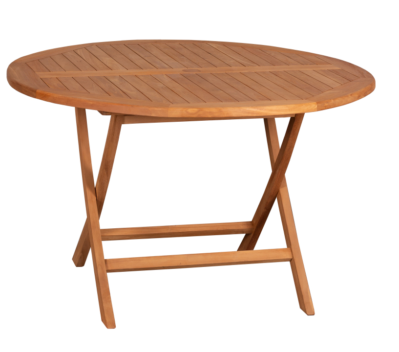 deVries WOODIE Klapptisch Holztisch Gartentisch aus Teakholz rund ø120 x 75 cm