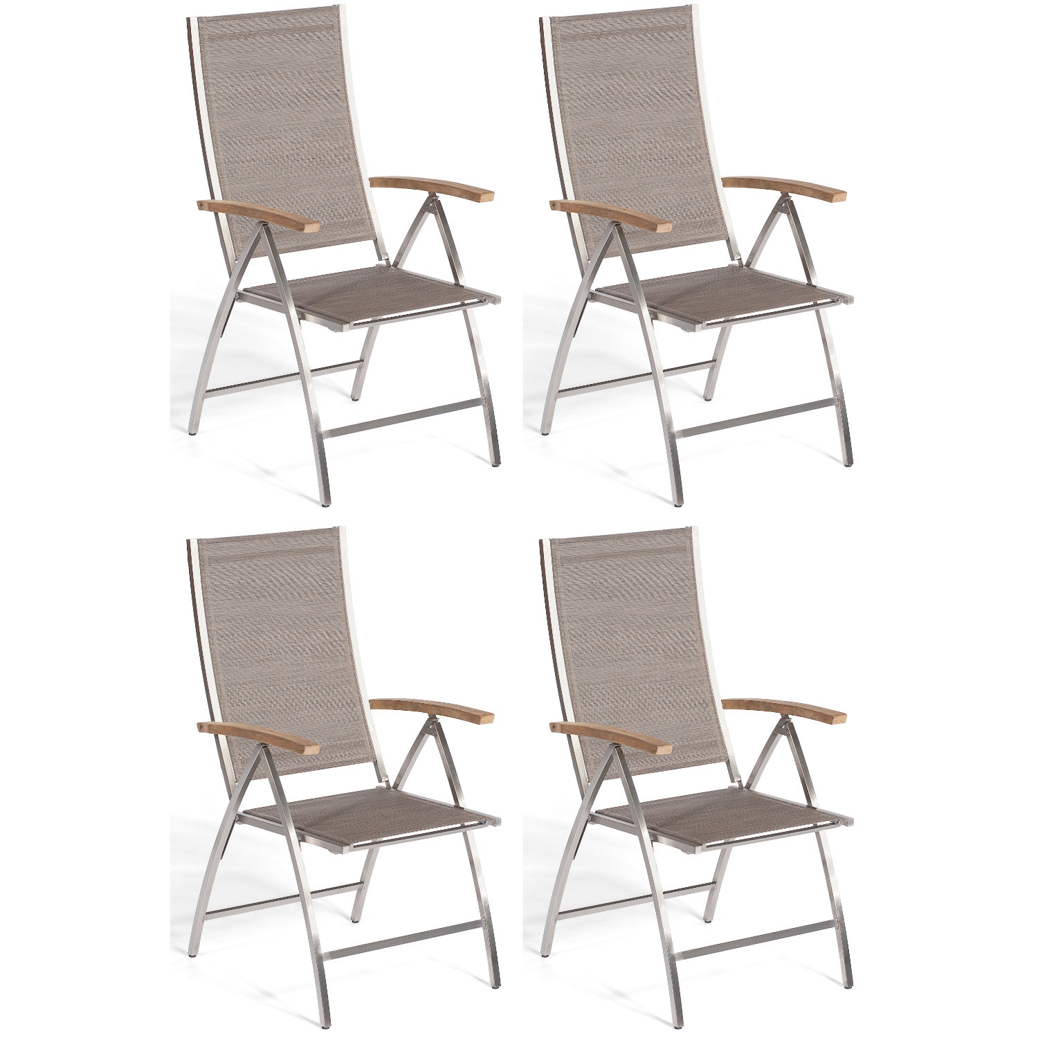 Sonnenpartner 4x Klappsessel Paragon taupe Klapp-Sessel Klappstuhl Edelstahl/Textilen