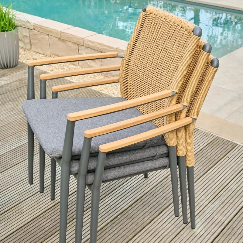 Siena Garden Cortina Stapelsessel - Aluminium/Teak FSC & Rope, natur (T93224)