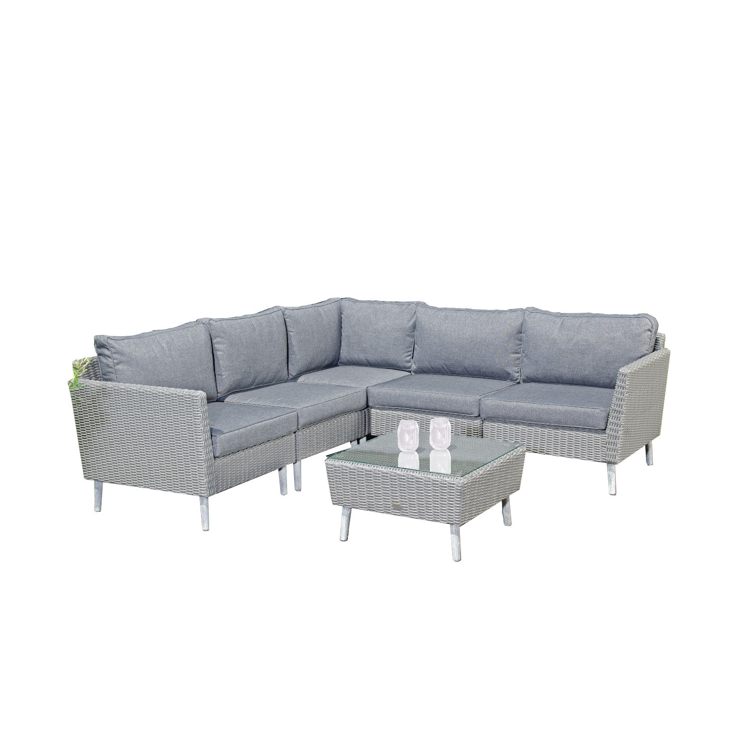 SunnySmart Lancaster 2-teilige Loungegruppe mit Kunststoffgeflecht rustic-vintage