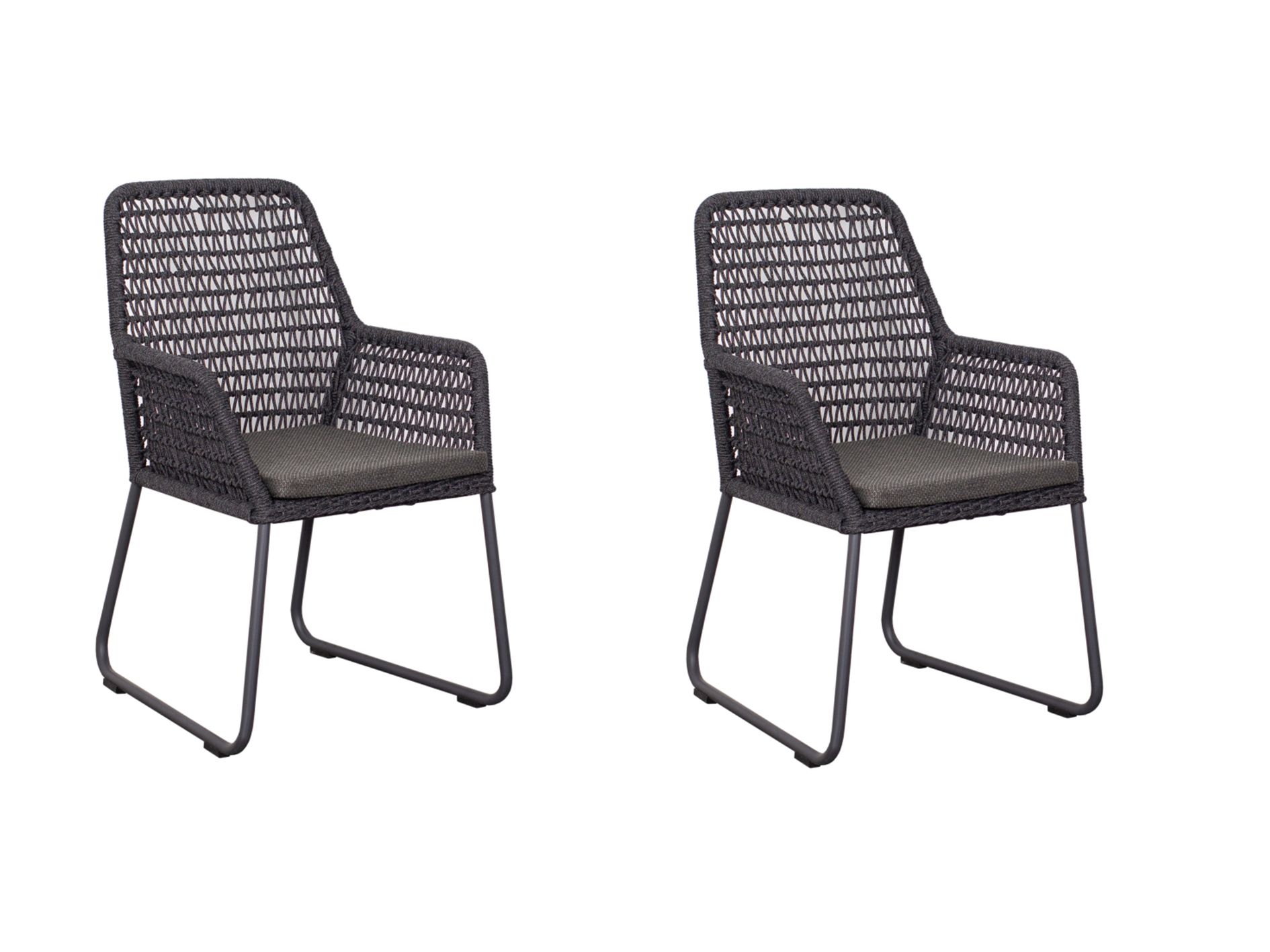 deVries 2x ADORA Diningsessel Gartenstuhl Relaxsessel 64 x 64 x 83 cm dunkelgrau