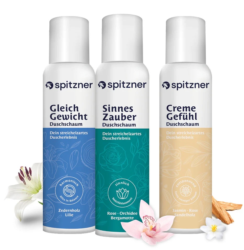 Spitzner Duschschaum Set Blütenzauber 3x 150 ml Wellness-Dusche sanft hautverträglich und 100% vegan 3er Set