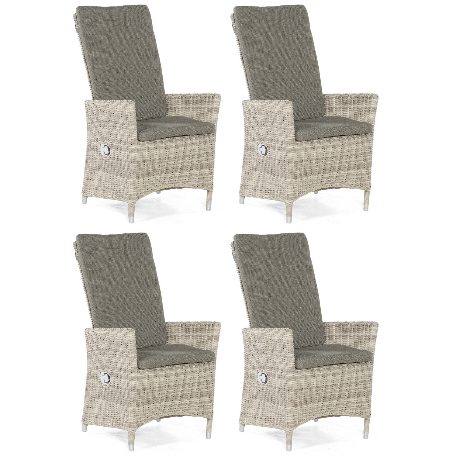 Sonnenpartner 4er-Set Garten-Sessel Solares Aluminium mit Polyrattan white-coral Gartenstuhl Hochlehner