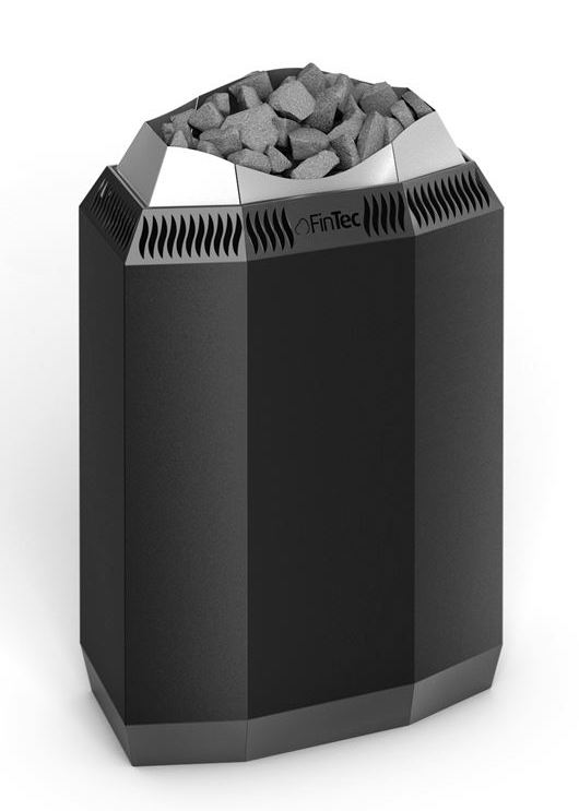FinTec KAJA 6kW Premium Elektro-Saunaofen finnischer Saunaofen Pulverbeschichtet Anthrazit