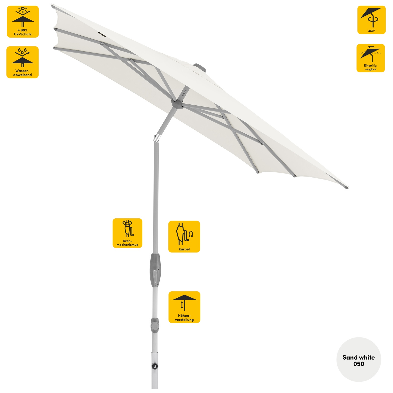 Sonnenschirm SUNCOMFORT® by Glatz Shell Turn rechteckig 250 x 200 cm in Sand White 050