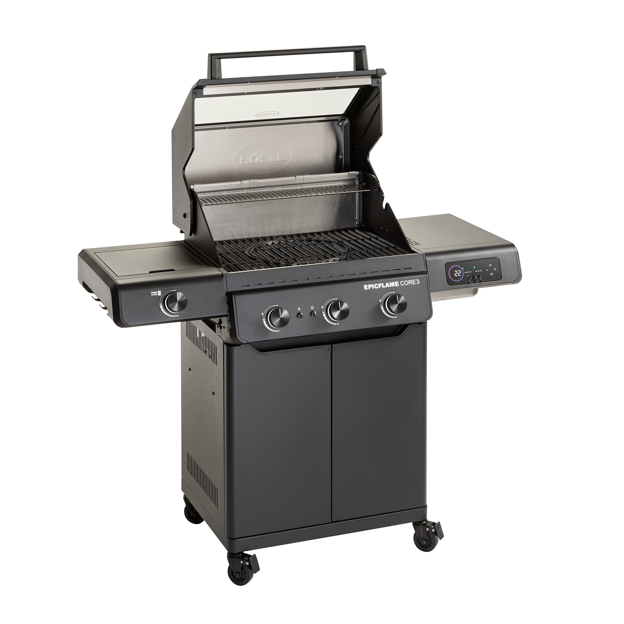 Rösle Gasgrill EPICFLAME Core 3 Schwarz mit PRIMEZONE 251164