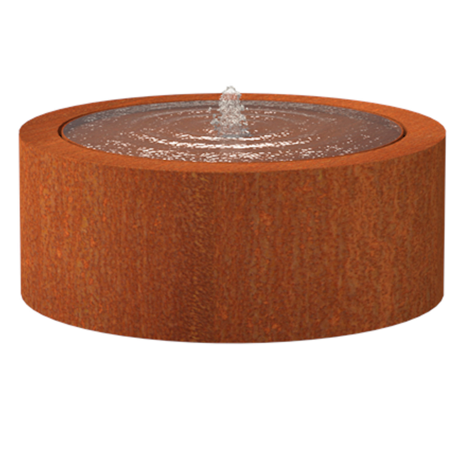 Adezz Wassertisch rund Corten-Stahl Rost Wasserspiel LED verschiedene Größen