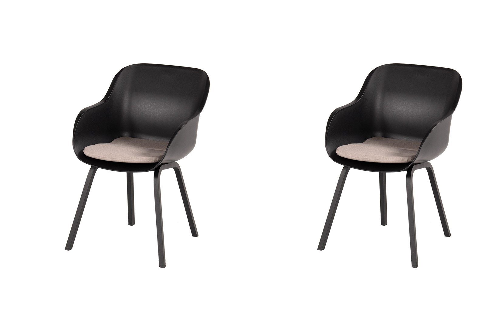 Hartman Le Soleil Element Dining Stuhl schwarz inkl. SEAQUAL Sitzkissen taupe